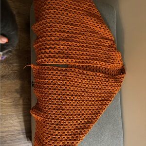Vibrant Orange Crochet Shawl
